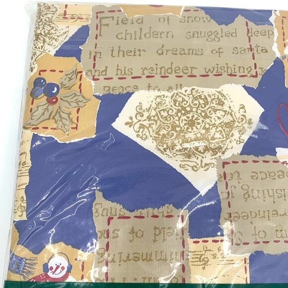 VTG NOS Trim A Home Christmas Vinyl Flannel Backed Table Cover Oblong 52”x70” - Picture 5 of 8